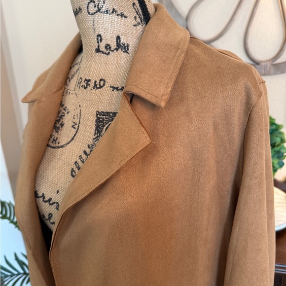 Love Tree Tan Women's Long Open Jacket - Picture 3 of 11